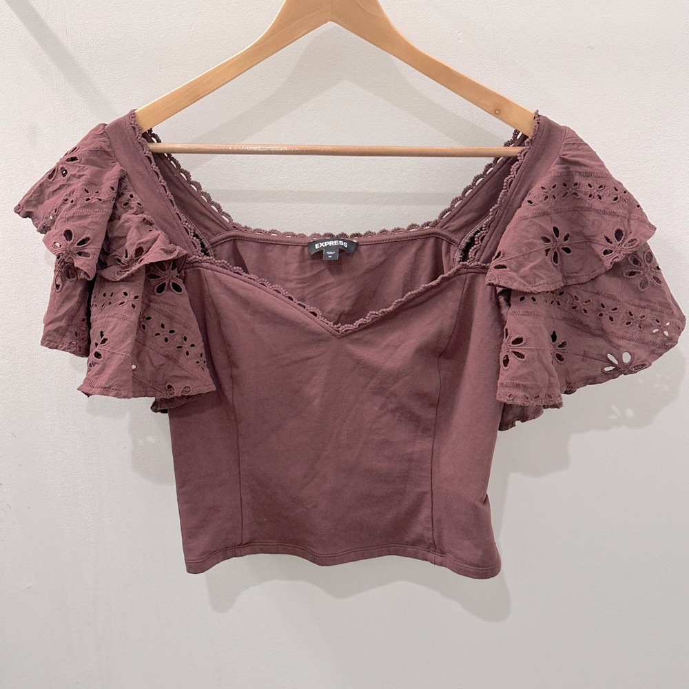 Flutter Sleeve Mauve Top - image 2